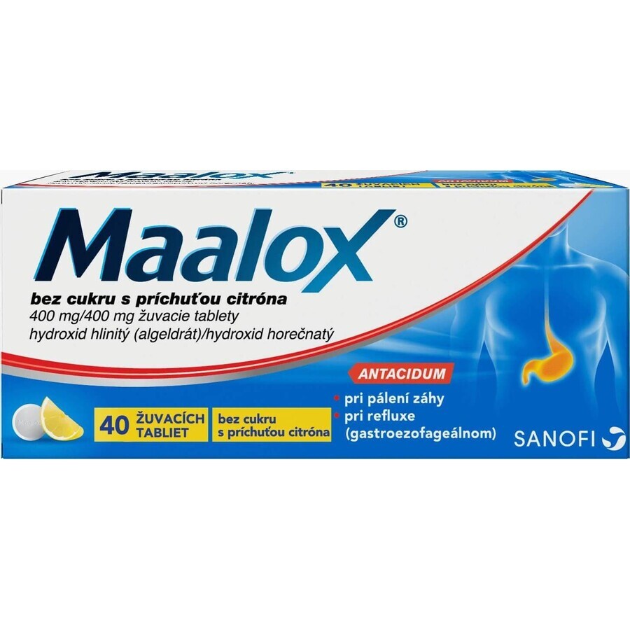 Maalox sugar free with lemon chewable 40 tablets