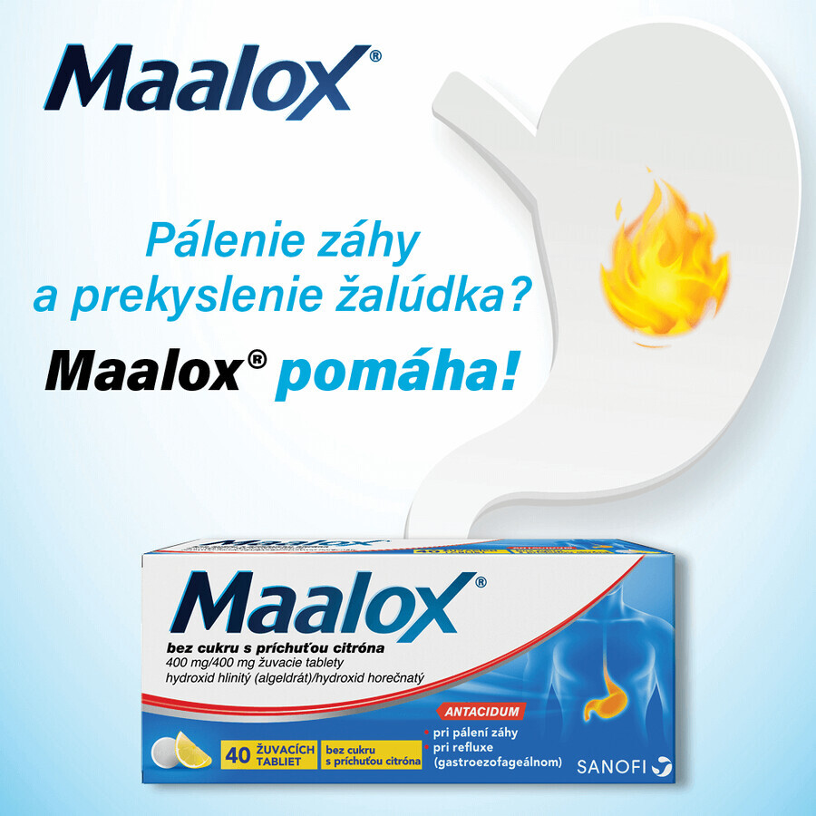 Maalox sugar free with lemon chewable 40 tablets