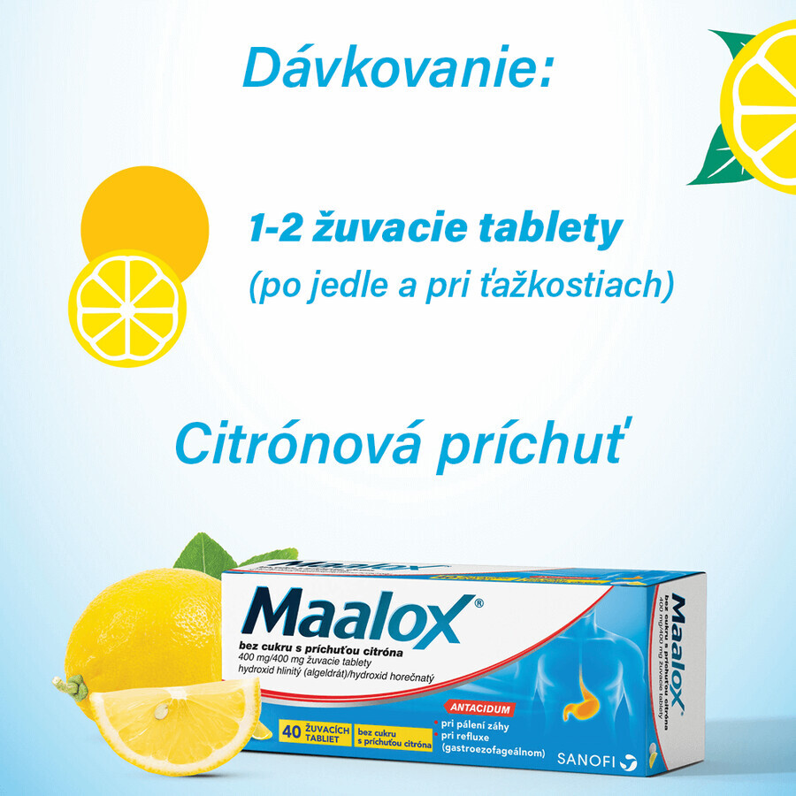 Maalox sugar free with lemon chewable 40 tablets