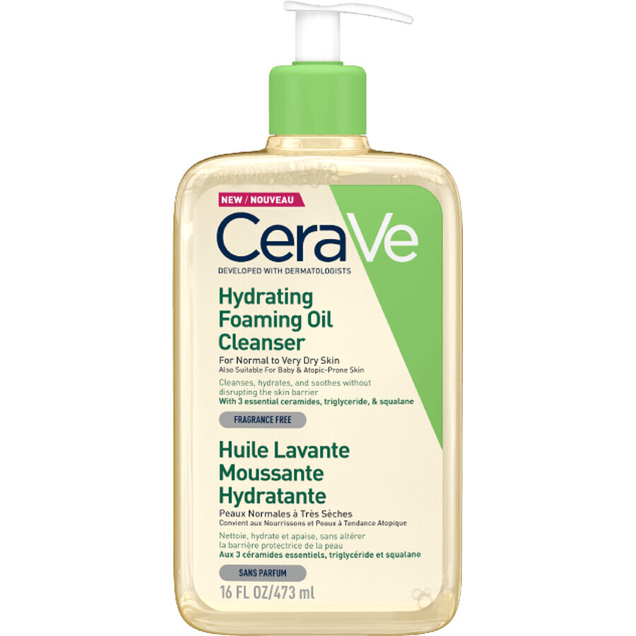 CeraVe Moisturising Cleansing Foaming Oil avec 3 céramides et des lipides essentiels 473 ml