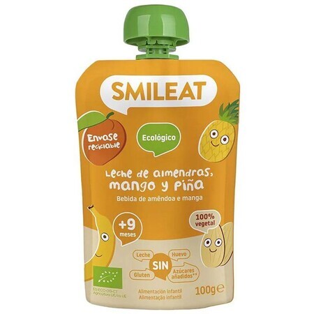 Smileat Biologische amandel-, appel-, ananas-, mango- en bananenmelkzakje 9M+ 100 g