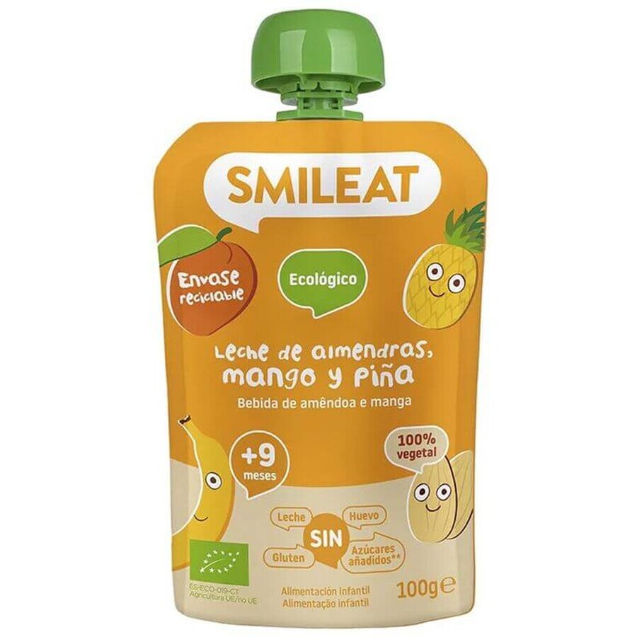 Smileat Biologische amandel-, appel-, ananas-, mango- en bananenmelkzakje 9M+ 100 g