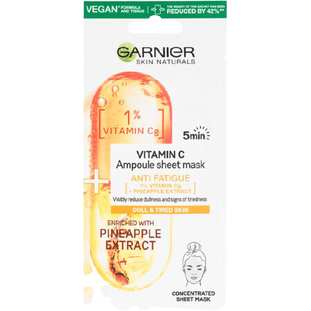 Garnier Skin Naturals Fiale di resistenza in tessuto maschera con vitamina C ed estratto di ananas 15 g