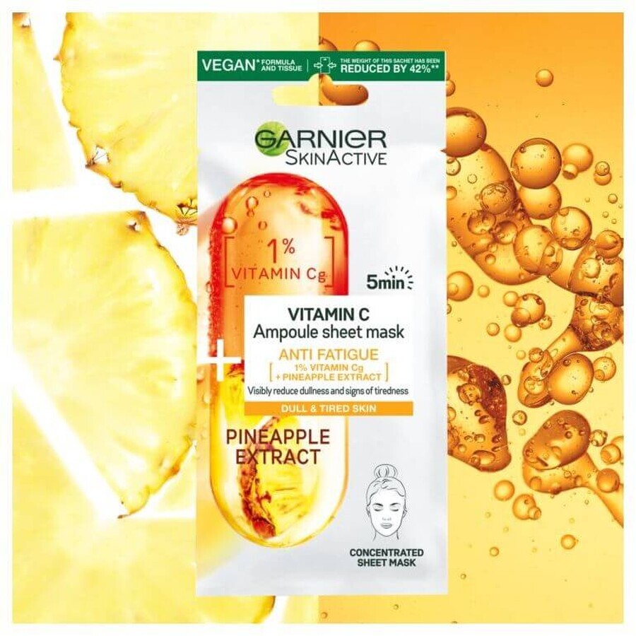 Garnier Skin Naturals Fiale di resistenza in tessuto maschera con vitamina C ed estratto di ananas 15 g