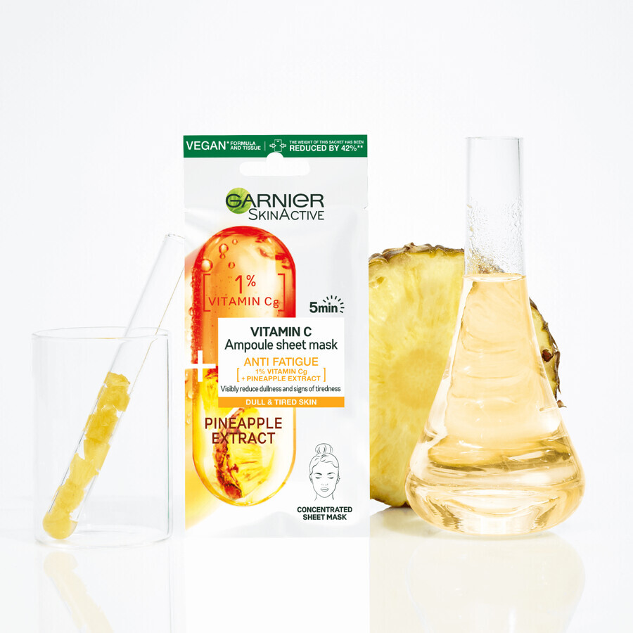 Garnier Skin Naturals Fiale di resistenza in tessuto maschera con vitamina C ed estratto di ananas 15 g