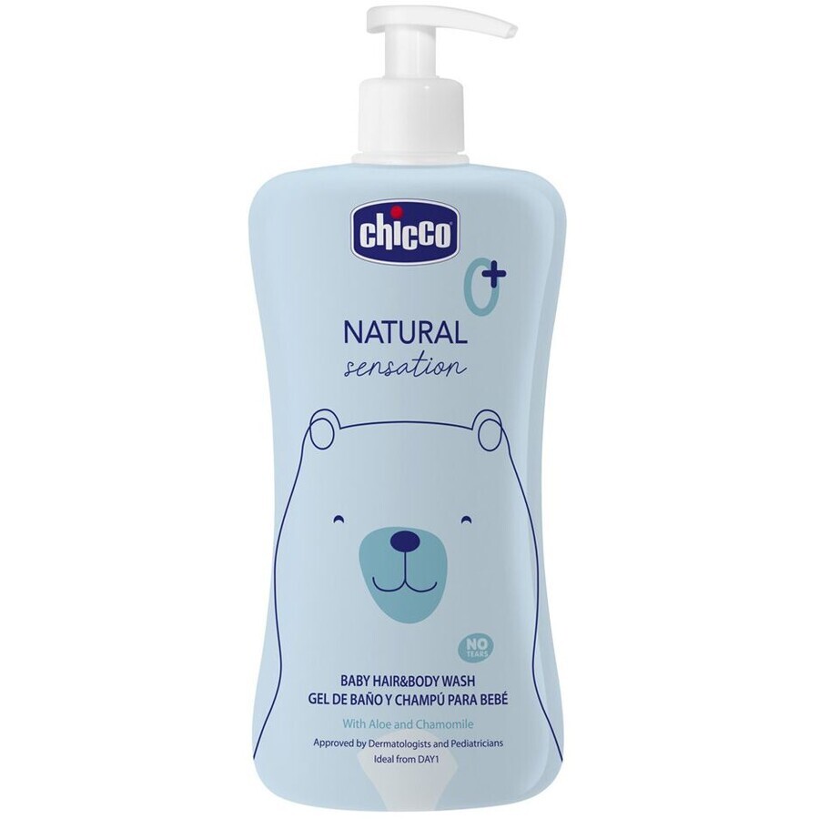 Chicco Natural Sensation shampoo per capelli e corpo con aloe e camomilla 0m+, 500 ml