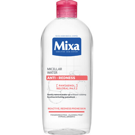 Mixa Anti-Redness micellar water for sensitive skin prone to redness, 400 ml