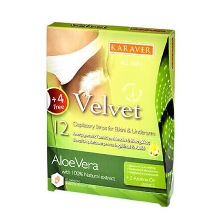 Bandes dépilatoires pour le maillot à l'aloe vera Velours, 12 pièces, Karaver