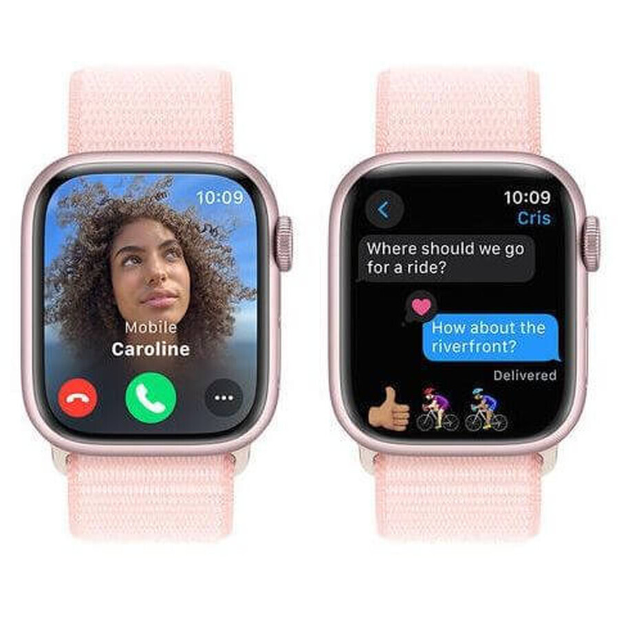 Apple Watch Series 9 GPS Carcasa de aluminio de 41 mm con correa deportiva, rosa