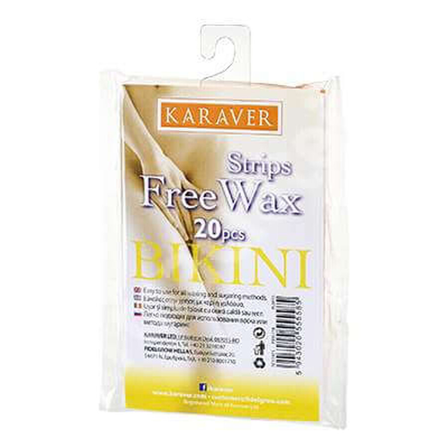 Strisce depilatorie per la linea bikini Free Wax, 20 pezzi, Karaver