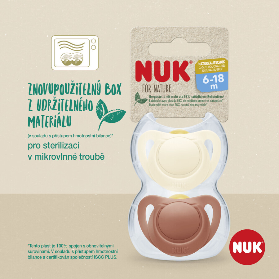 Nuk for NATURE Latex Schnuller 6-18m. BOX rot 2 Stück