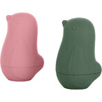 Petite&Mars Jucării de baie din silicon - Love birds Rose Green 6m+