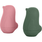 Petite&Mars Jucării de baie din silicon - Love birds Rose Green 6m+