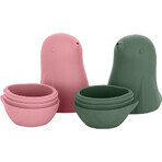 Petite&Mars Jucării de baie din silicon - Love birds Rose Green 6m+