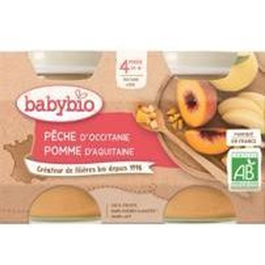 Babybio Fruchtsnack Pfirsich, Apfel 2 x 130 g