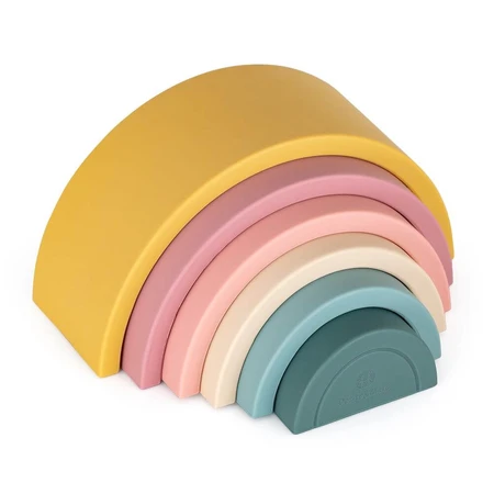 Petite&Mars Rainbow Intense Ochre 12m+ 6 pcs Rainbow Intense Ochre Silicone Folding Toy