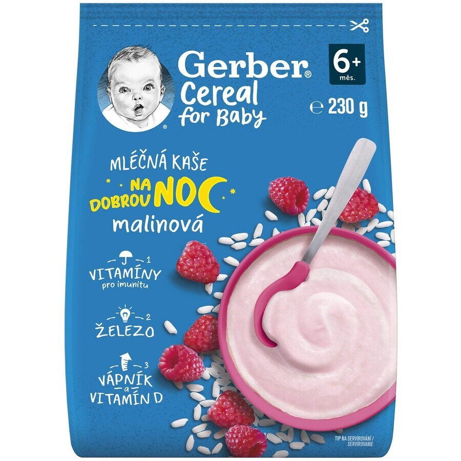 Gerber Cereal Céréales lait porridge framboise Good Night 230 g