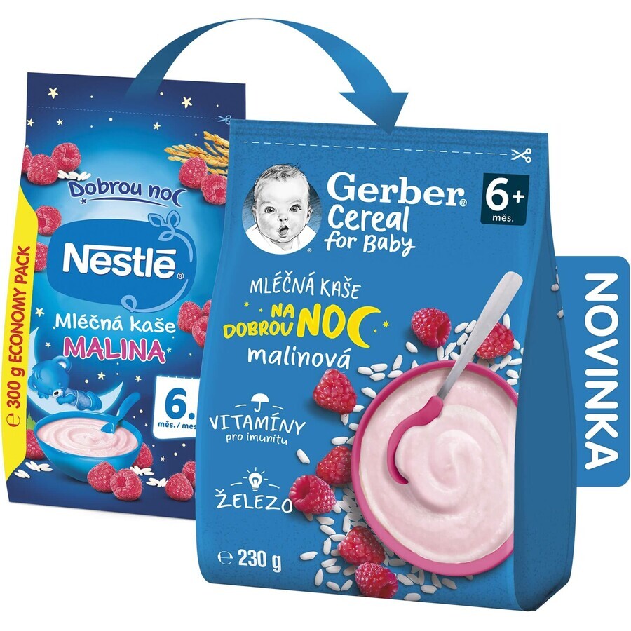 Gerber Cereal Céréales lait porridge framboise Good Night 230 g