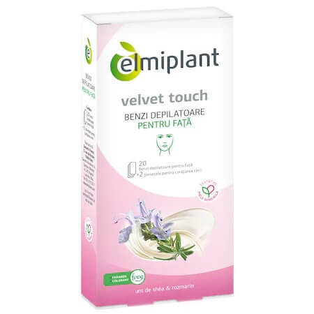 Bandes dépilatoires pour le visage, 20 bandes + 2 lingettes, Elmiplant