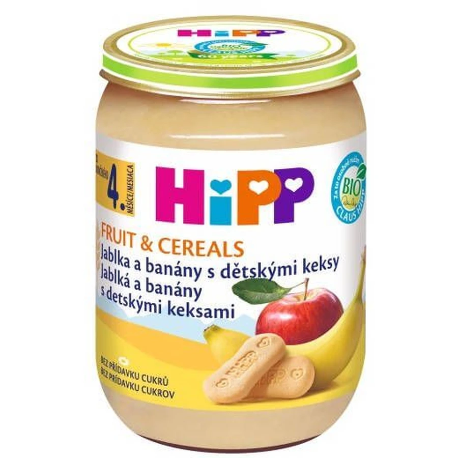 HiPP Biologische appels en bananen met babykoekjes 190 g