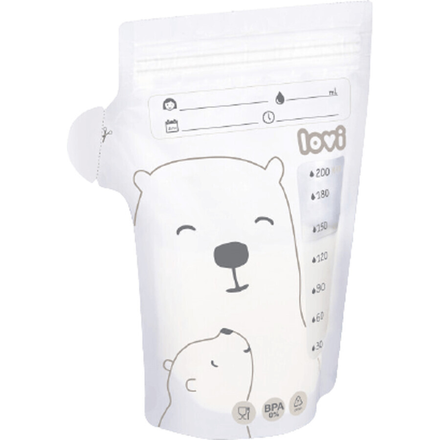 Pungi de depozitare a laptelui matern LOVI Buddy Bear, 1 x 25 buc