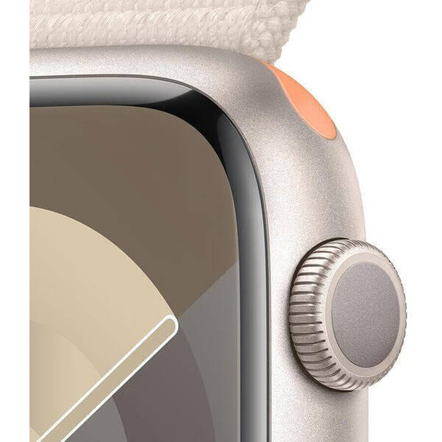 Apple Watch Series 9 GPS Carcasa de aluminio de 45 mm con correa deportiva, Starlight