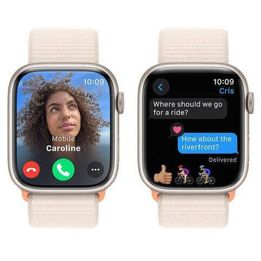 Apple Watch Series 9 GPS Carcasa de aluminio de 45 mm con correa deportiva, Starlight