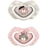 Canpol babies Set of symmetrical silicone pacifiers BONJOUR PARIS pink 6-18m 2 pieces