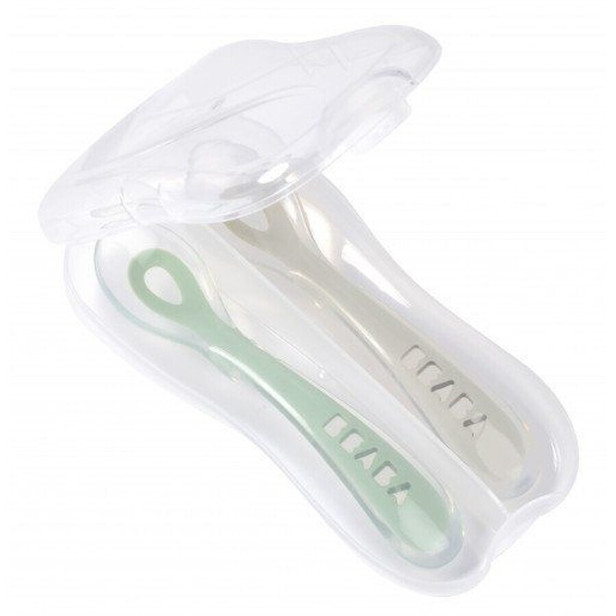 Cuillère en silicone Beaba avec manche vert 2 pcs