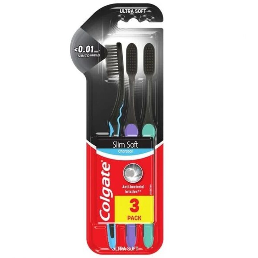 Toothbrush Colgate Slim Soft Charcoal trio 3 pcs