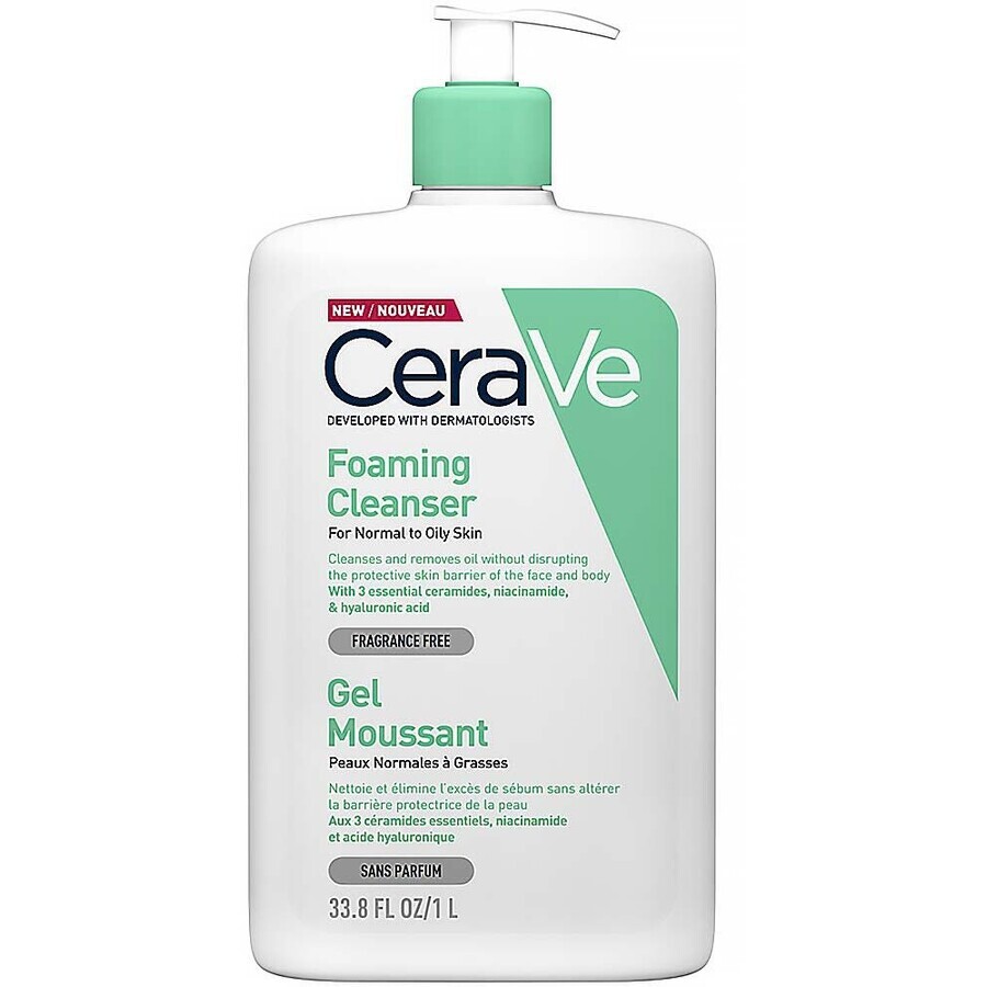 CeraVe Gel spumant de curățare pentru ten normal până la gras 1 l