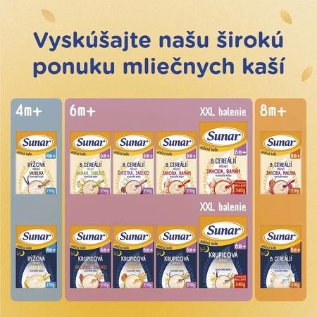 Porridge di semolino di latte Sunar per un buon sonno notturno cannella, mela 210 g