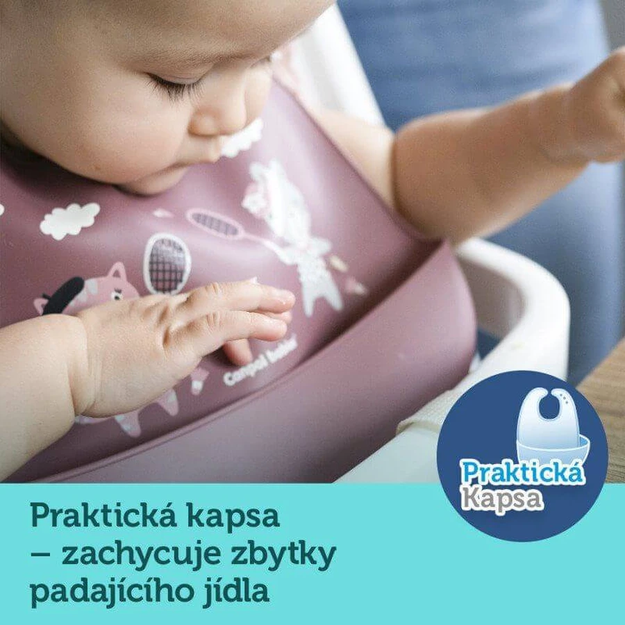 Canpol babies Bonjour Paris Silikonowy śliniak z kieszonką różowy: ceny i cechy