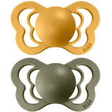 BIBS Couture Natural rubber orthodontic pacifiers, size 2, Honey Bee/Olive 2 pcs