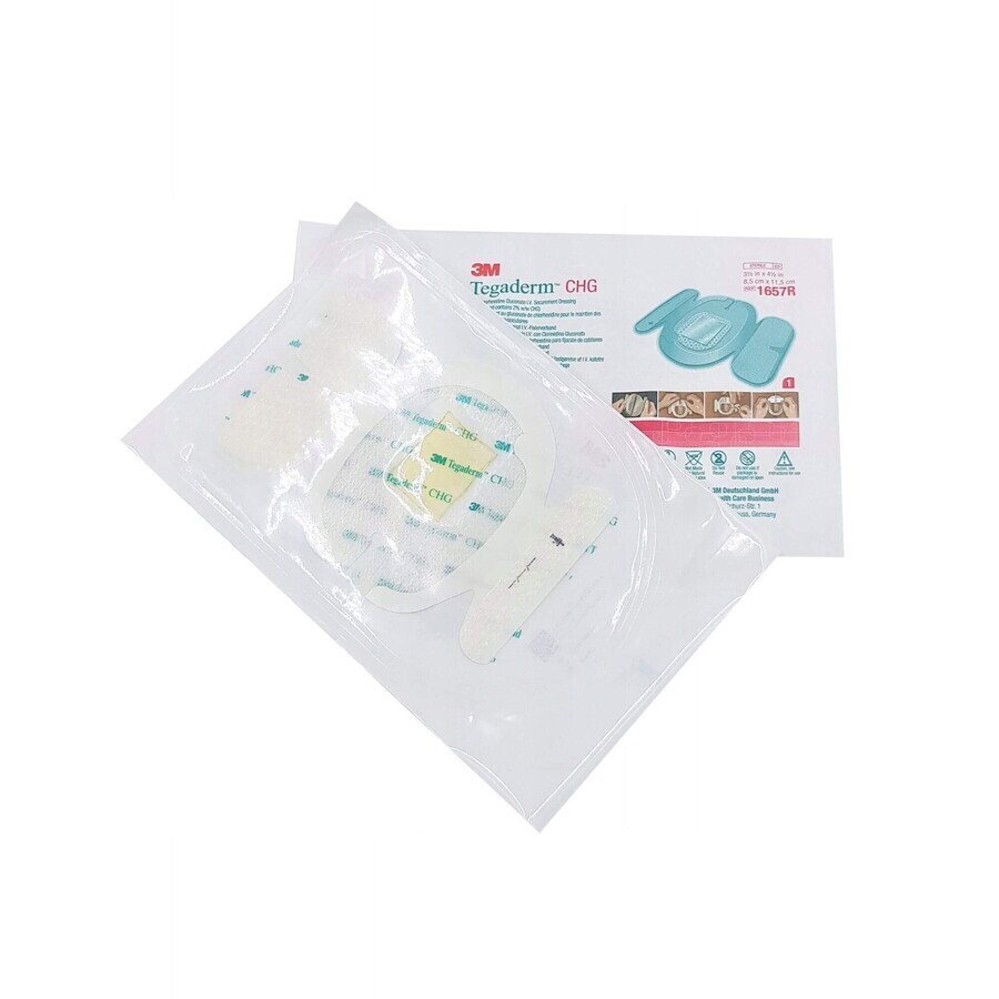 Spofaplast Tegaderm CHG 1657R 8,5 cm x 11,5 cm transparent, antimikrobieller Deckel