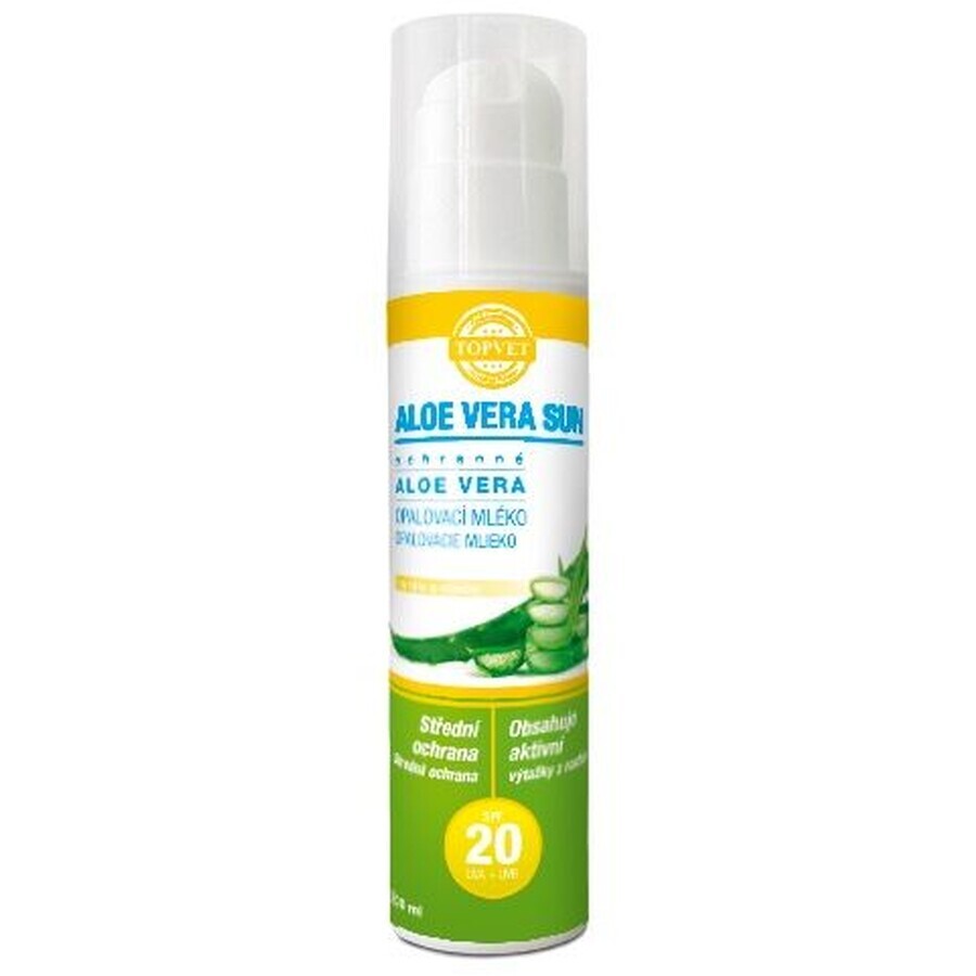 Topvet Aloe vera Loțiune de protecție solară SPF 20, 200 ml