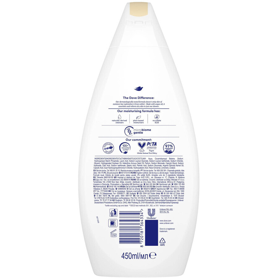 Dove Gel de Ducha Cuidado Nutritivo Argán 450 ml