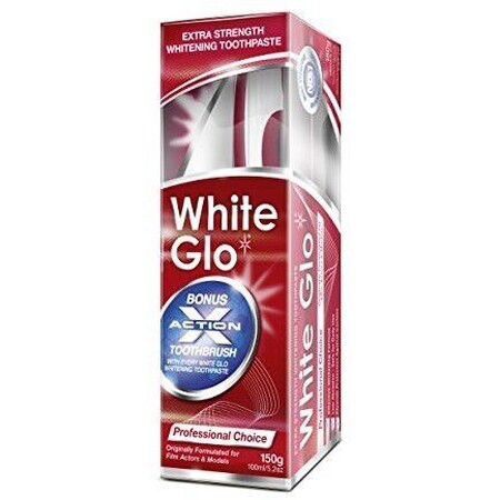 White Glo professionele tandpasta + gratis tandenborstel en interdentale rager 150 g