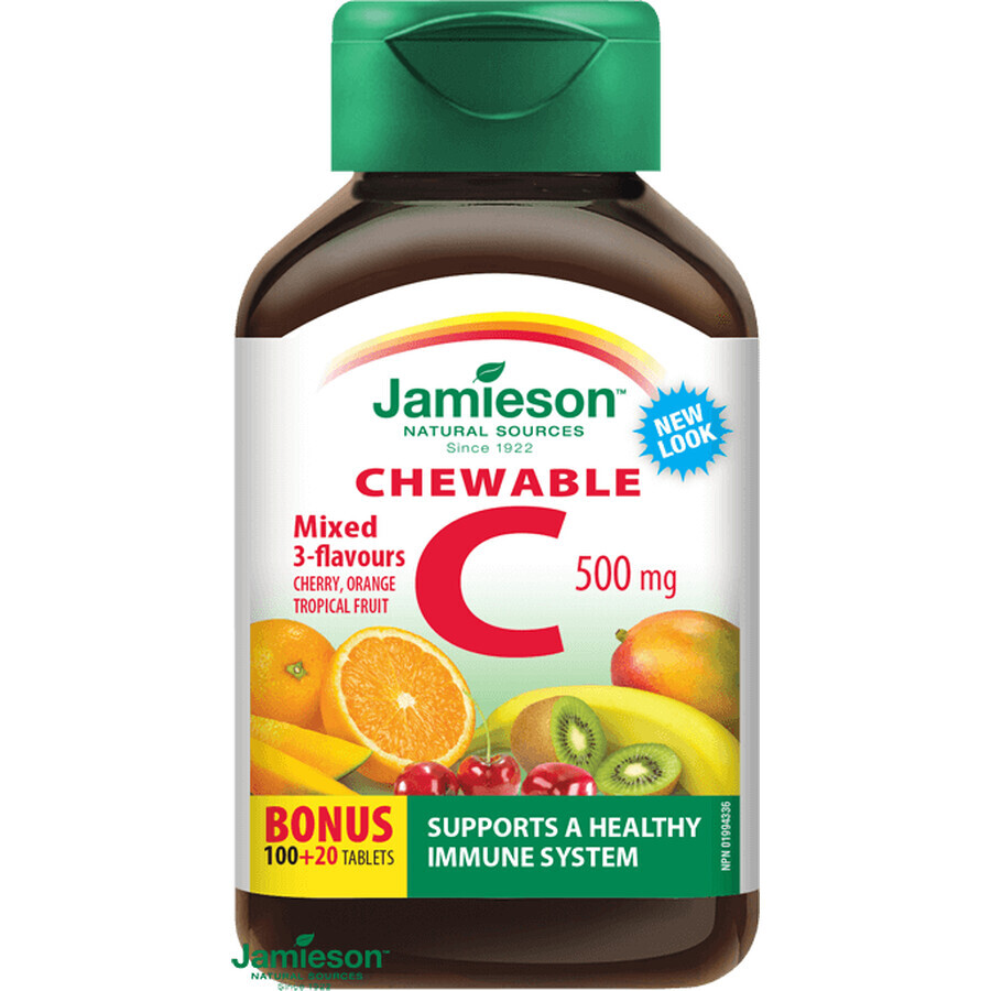 Jamieson Vitamine C 500 mg Mélange d'arômes 120 comprimés