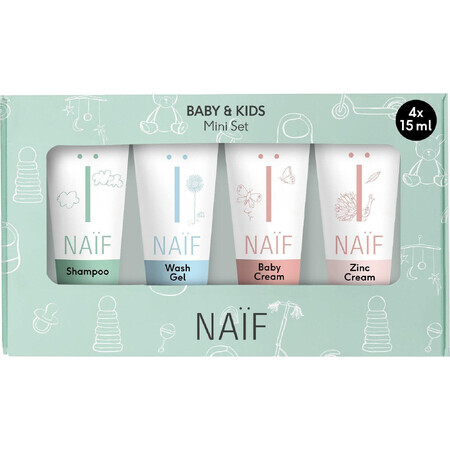 Set cosmetico da viaggio Naif per neonati e bambini 4 x 15 ml