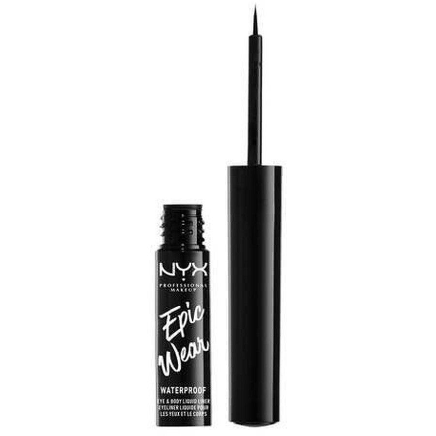 NYX Professional Makeup Epic Wear Epic Wear Semi-permanenter flüssiger Eyeliner Lang haftender Eyeliner - Farbton Schwarz 3,5 ml