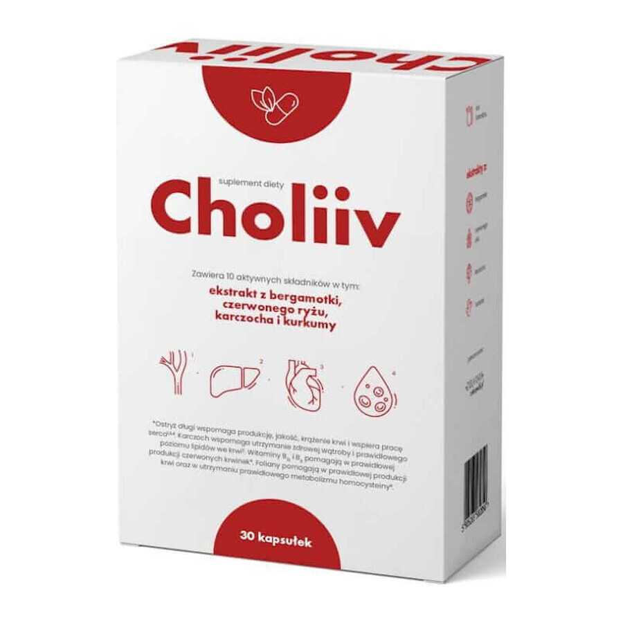 Choliiv - cholesterol, homocysteïne, lever 30 capsules