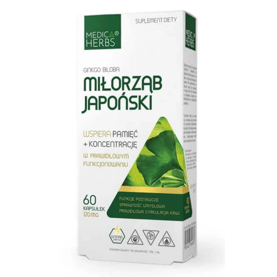 Ginkgo biloba 120mg, 60 cápsulas Medica Herbs