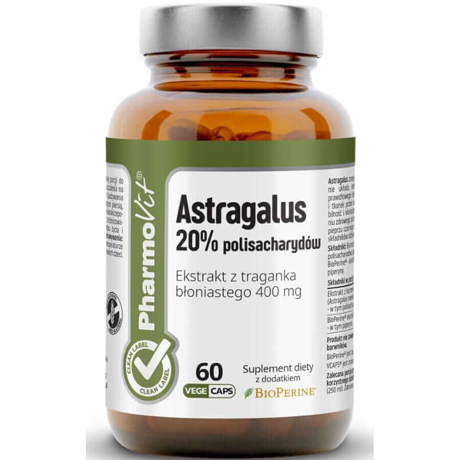 Astragalus 20% polysaccharide 60 capsules Pharmovit Clean Label