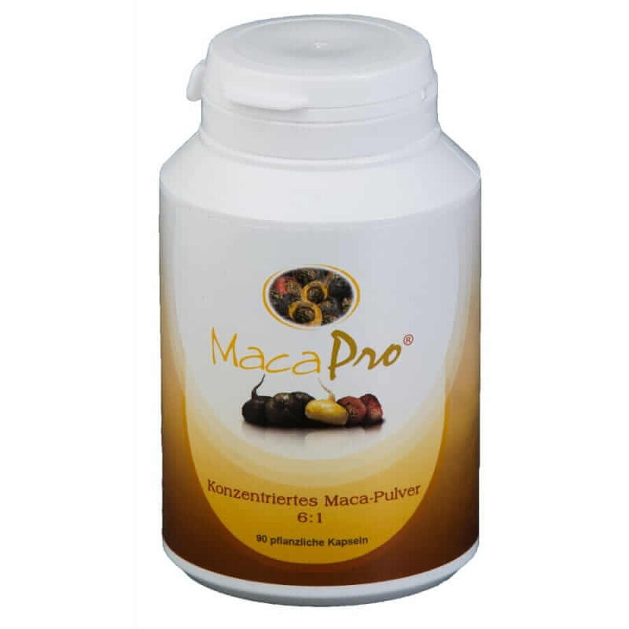 Maca Pro macapoeder 6:1 maca - 90 capsules, Eco 80% Zwarte Maca 15% Rode Maca 5% Gele Maca Biologische Peruaanse, Peruviaanse Oogst