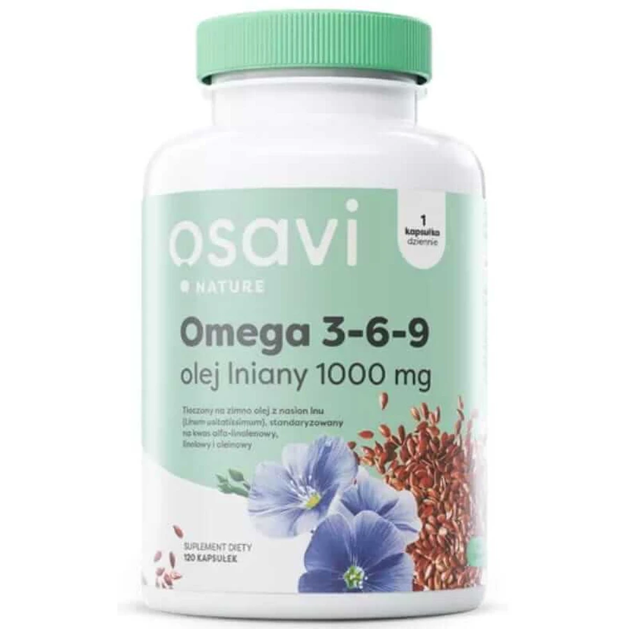 Osavi Nature Omega 3-6-9 Olej Lniany 1000 mg, 120 kapsułek: ceny i cechy