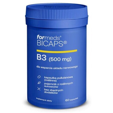 Bicaps Vitamin B3 Niacin 500mg (60 caps) niacin capsules, Formeds