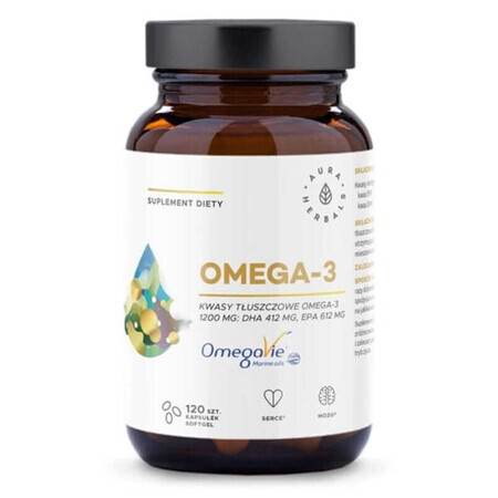 Oméga-3 1200mg, 120 capsules molles Aura Herbals