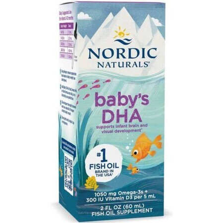 Baby's DHA Trane - baby DHA zuren met vit. D3, 60 ml Nordic Naturals