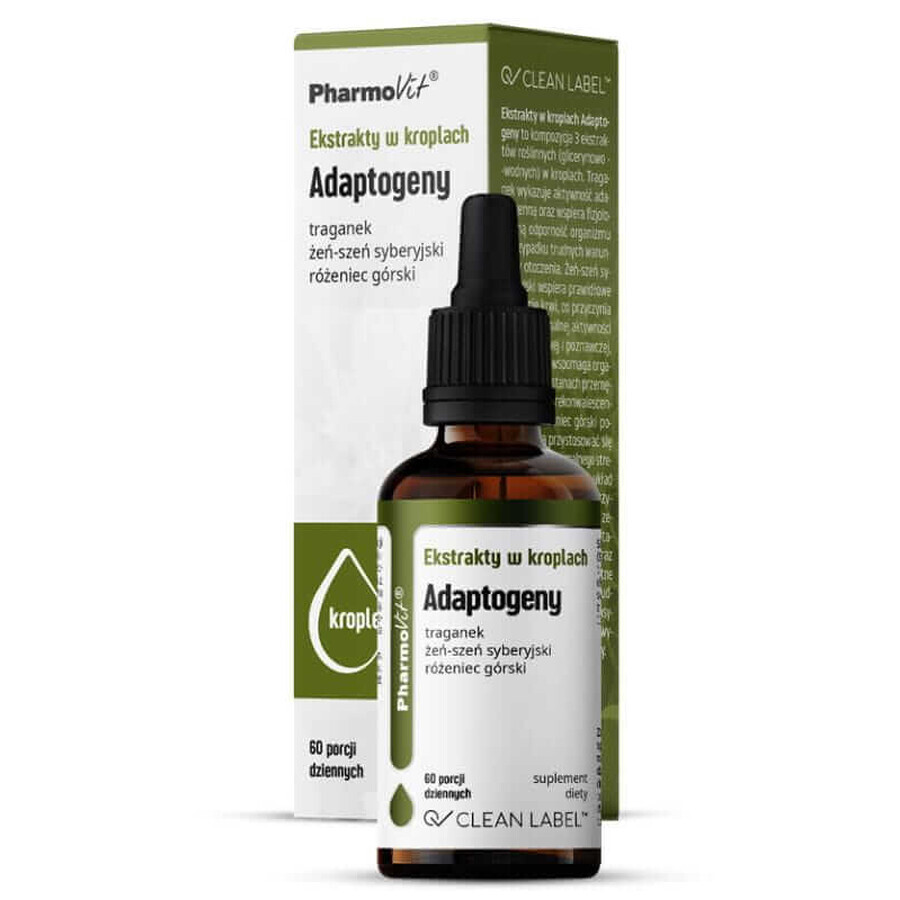 Extracte în picături Adaptogeni 30 ml Pharmovit Clean Label